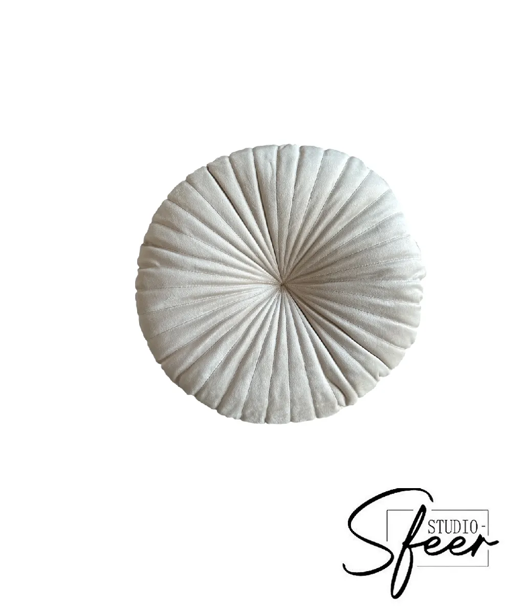Kussen - rond velvet crème
