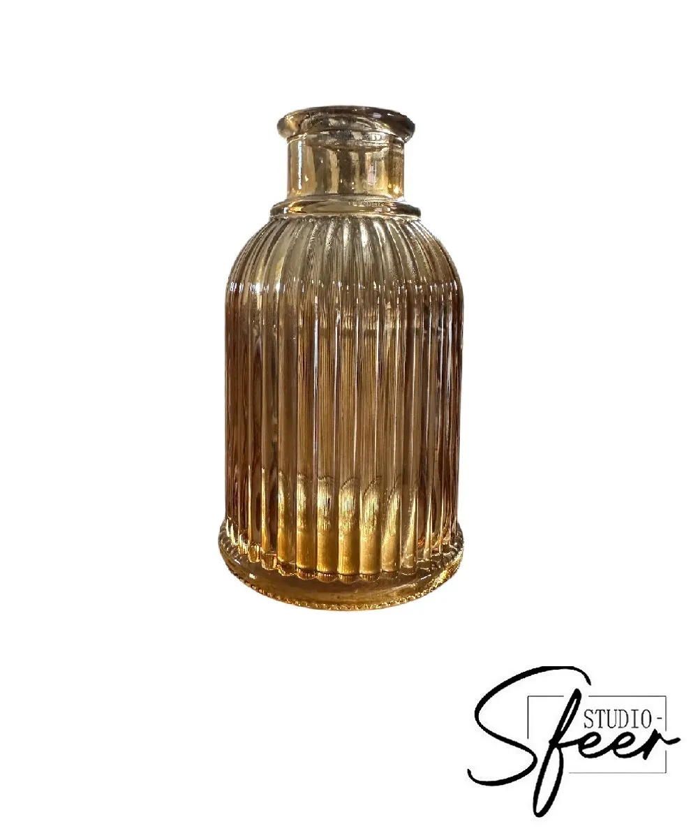 Vaas - bruin geribbeld transparant