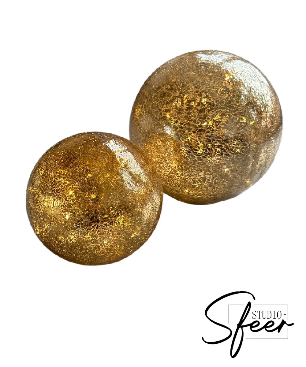 Kerstbal - led / goud groot + klein (pakket)