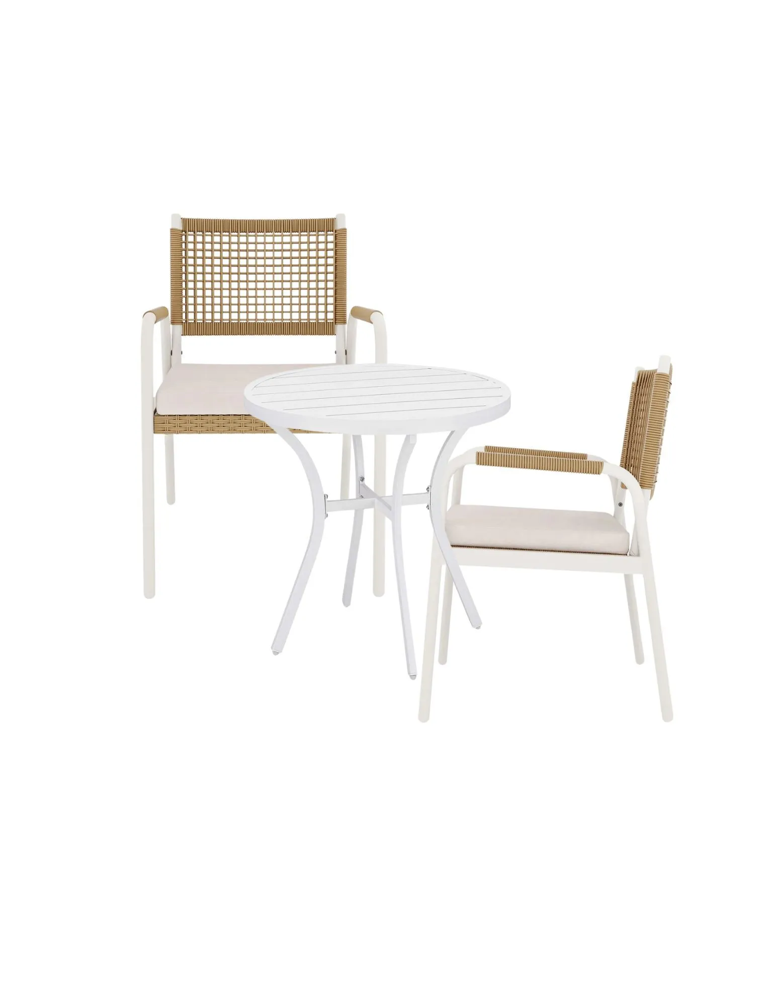 2 White Outdoor Dining Chairs