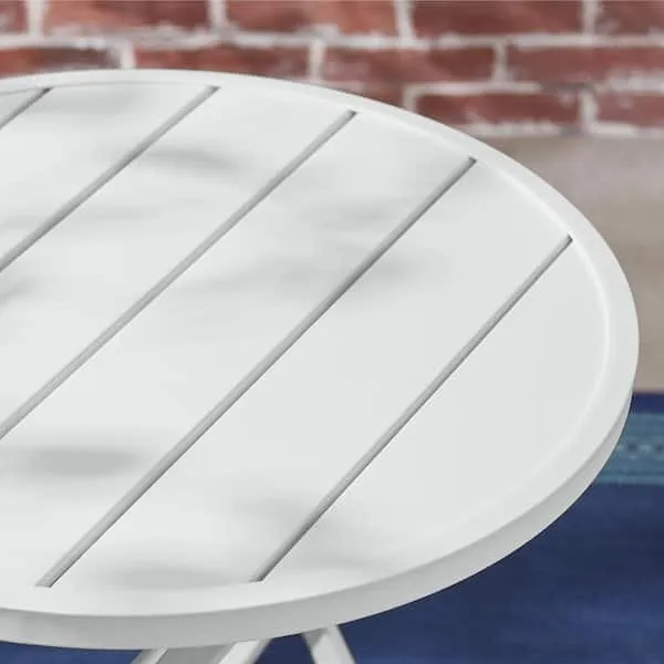 White Round Metal Outdoor Bistro Table