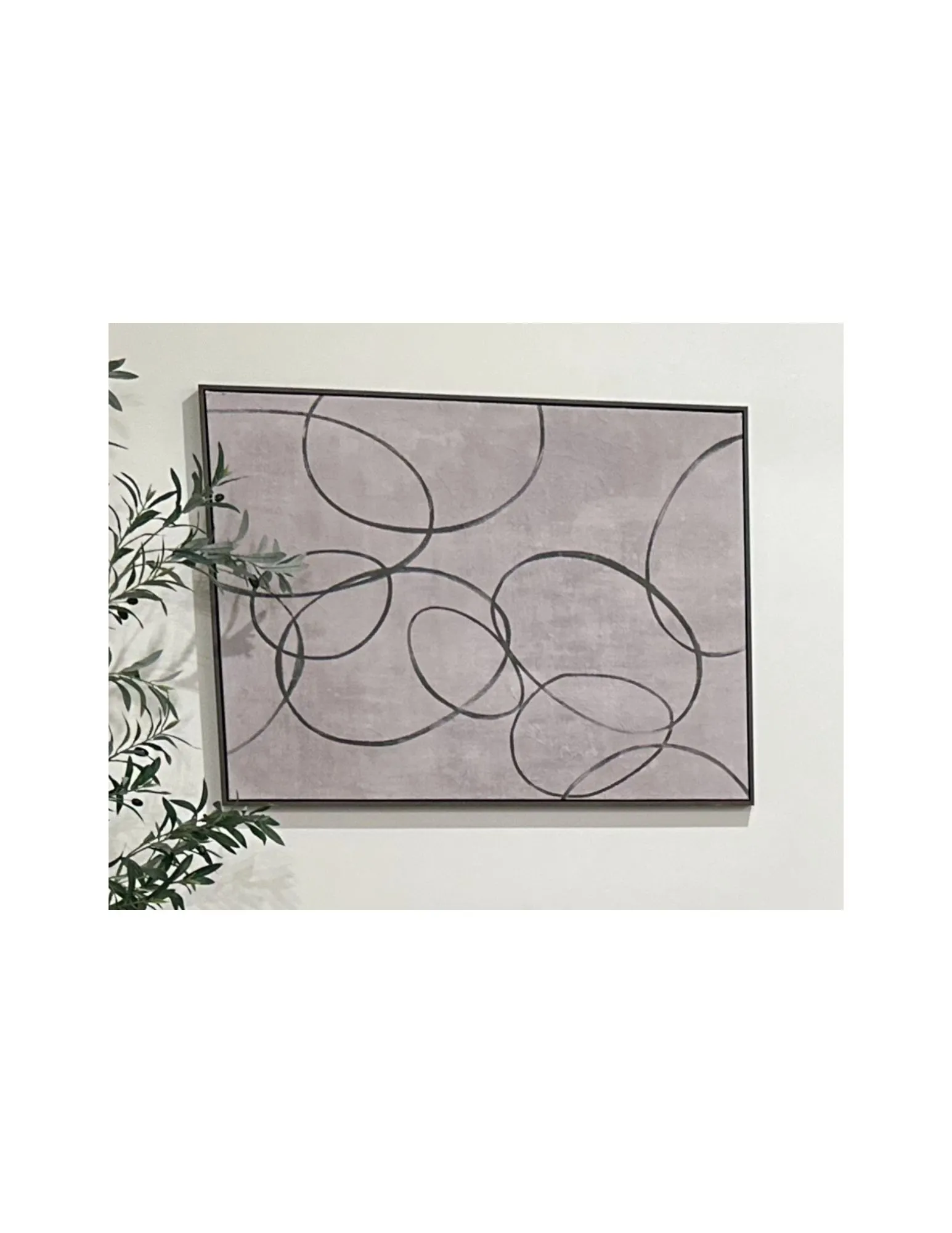 24"x36" Framed Lilac Canvas with Circles Art - Lavender & Charcoal 