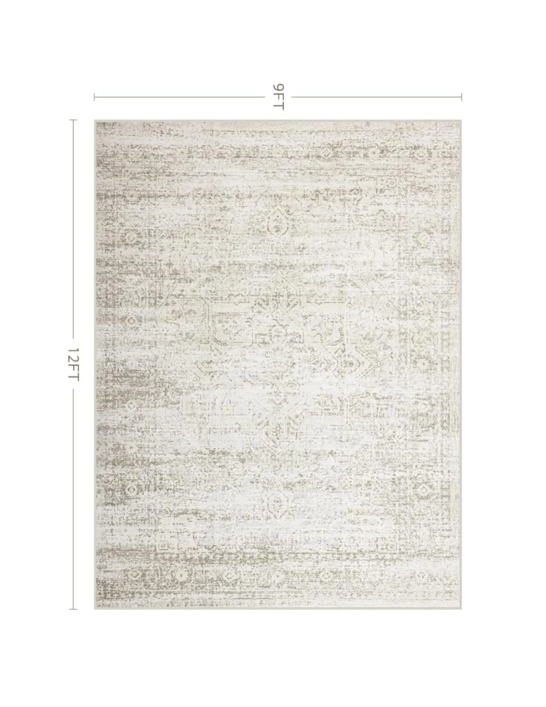 9x12 White & Silver Pattern Rug