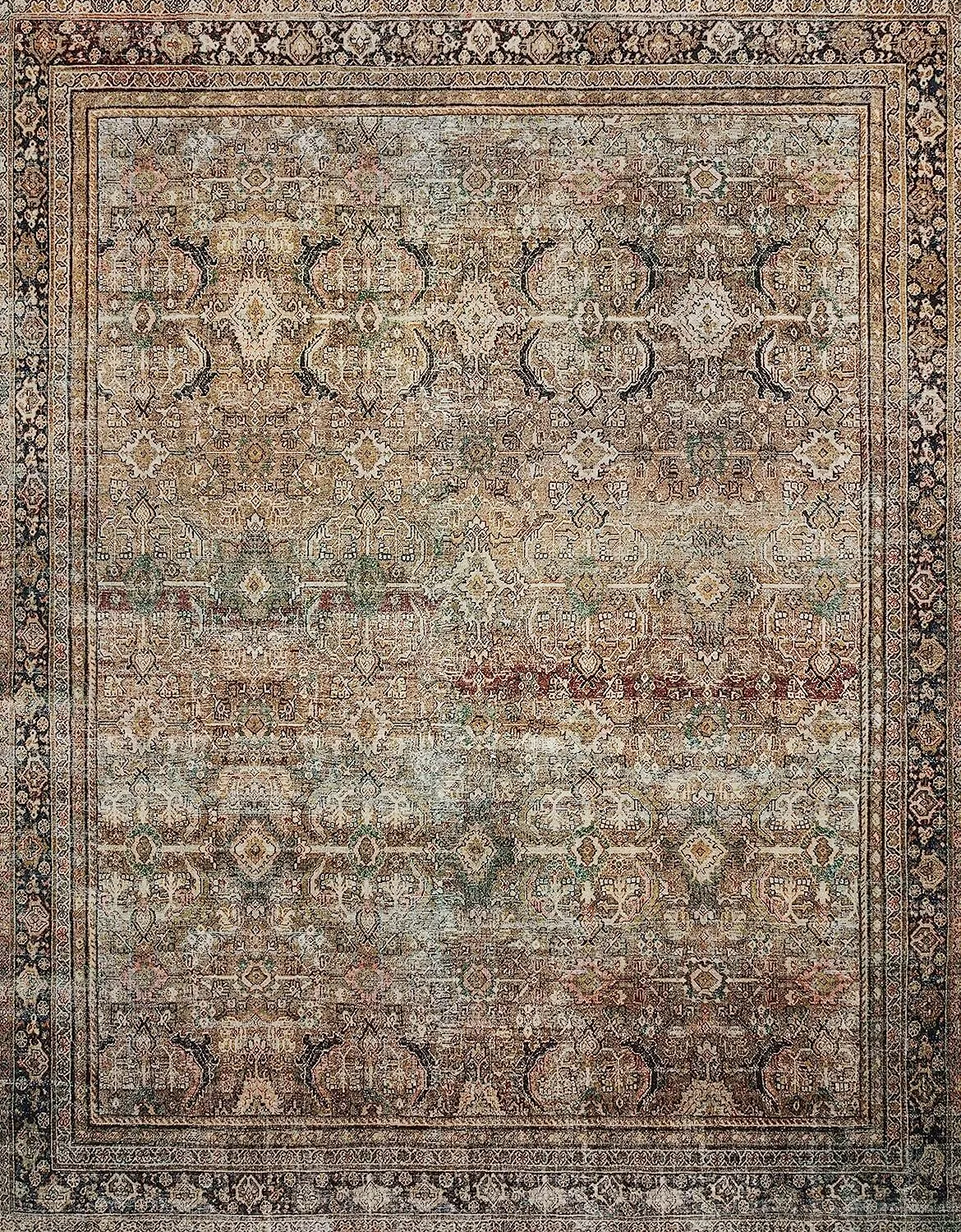 8x10 Olive & Charcoal Washable Rug