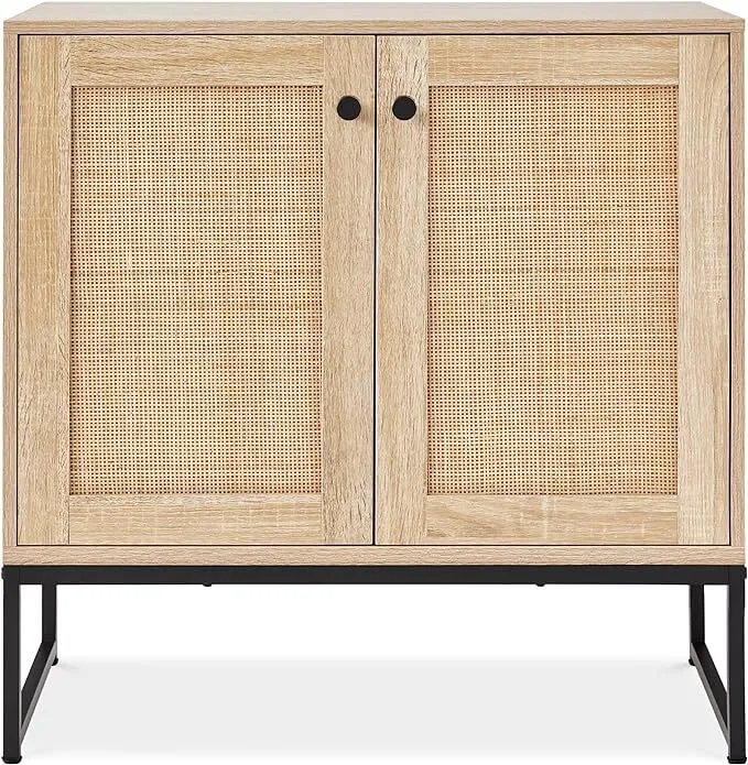 31.5" Rattan Cabinet with Black Legs