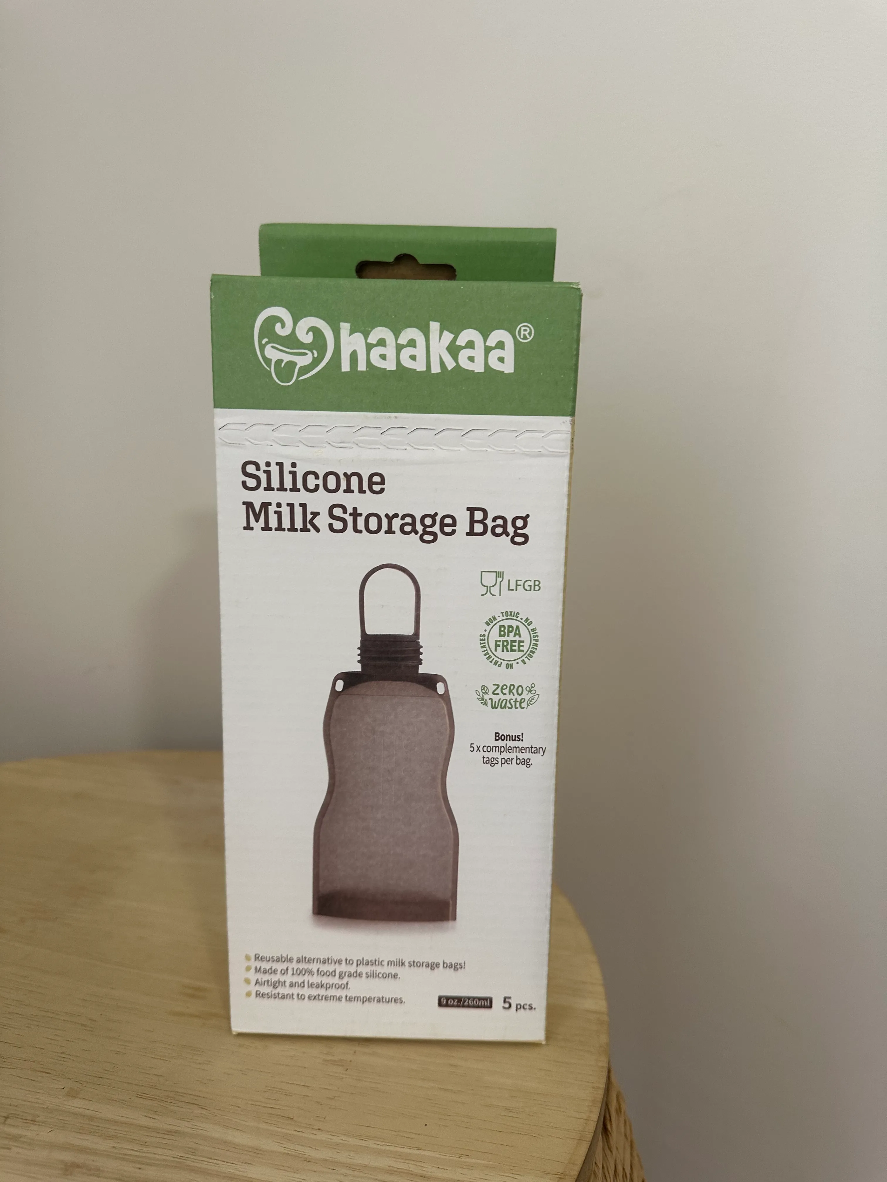 Haakaa Silicone Milk Storage Bags (260ml) – 5 Pack