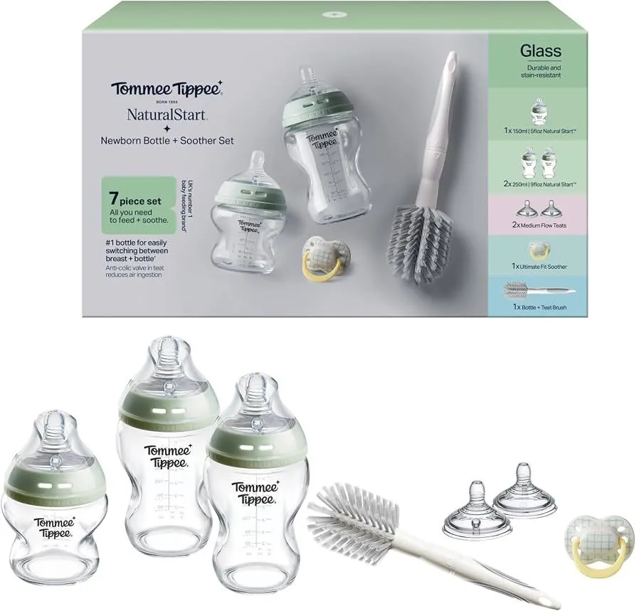 Tommee Tippee Natural Start Glass Baby Bottle & Soother Set