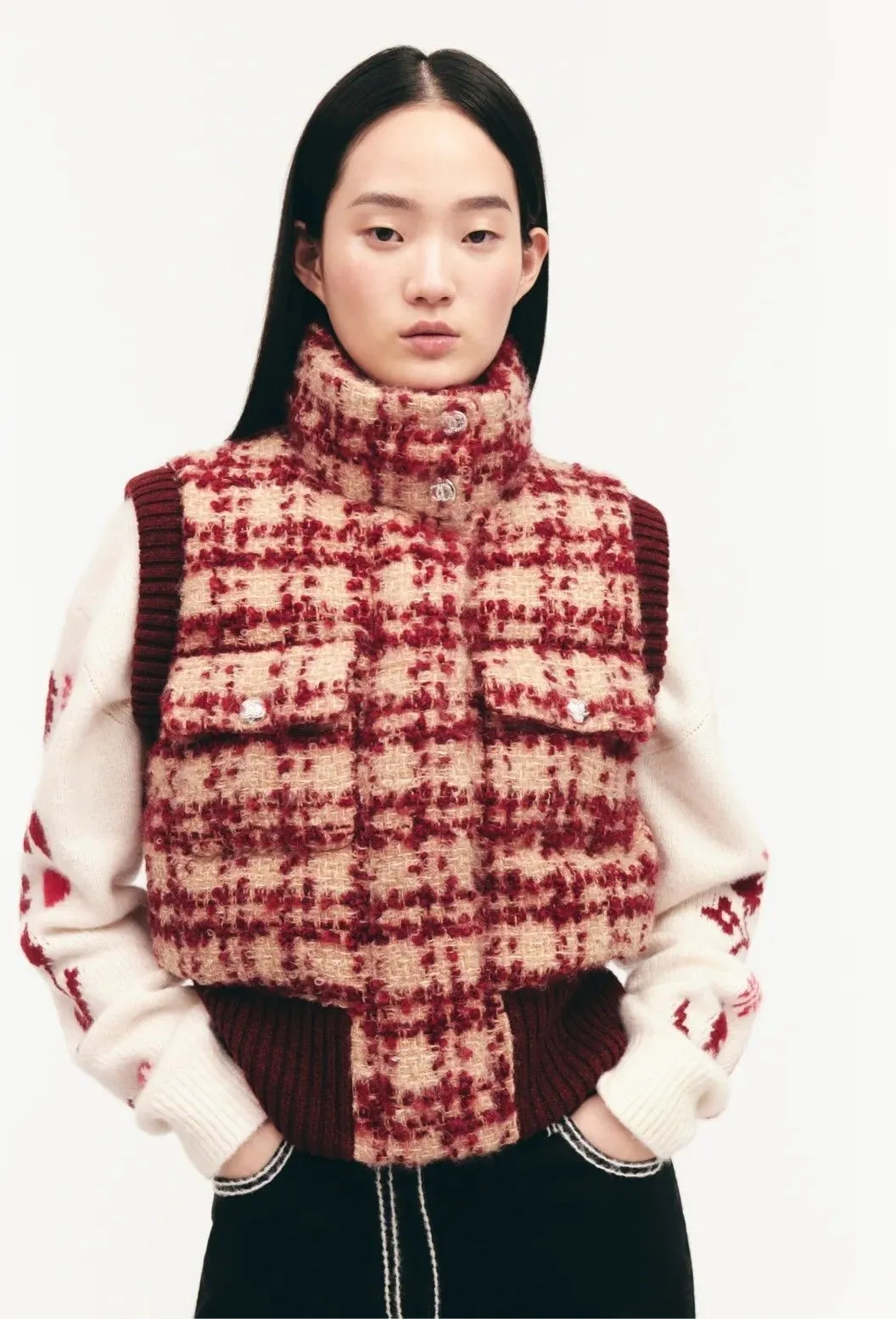 CHANEL Tweed Vest, Bungari, Size 38 FR