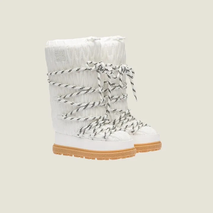MIU MIU <br> Recycled Nylon Après-ski Boots OFF WHITE S 37-39 <br> RRP $2400