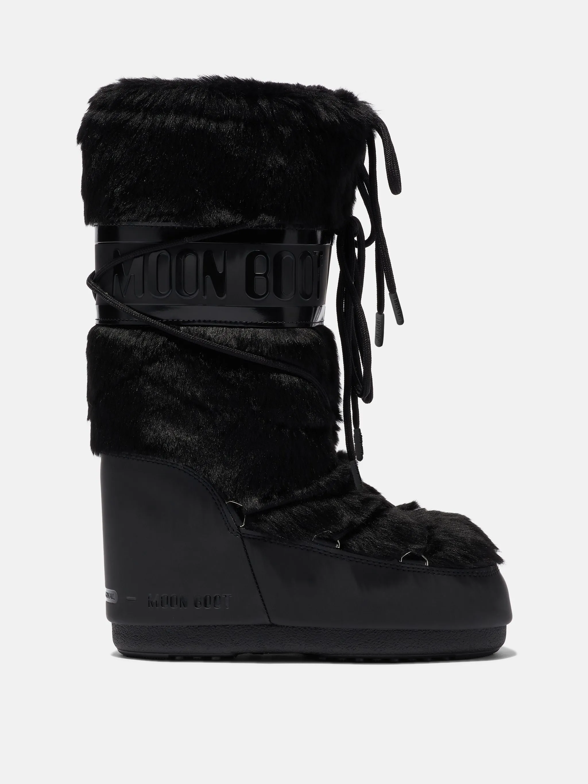 MOON BOOT <BR> BLACK ICON BLACK FAUX-FUR BOOTS SIZE 37-39 <BR> RRP $718