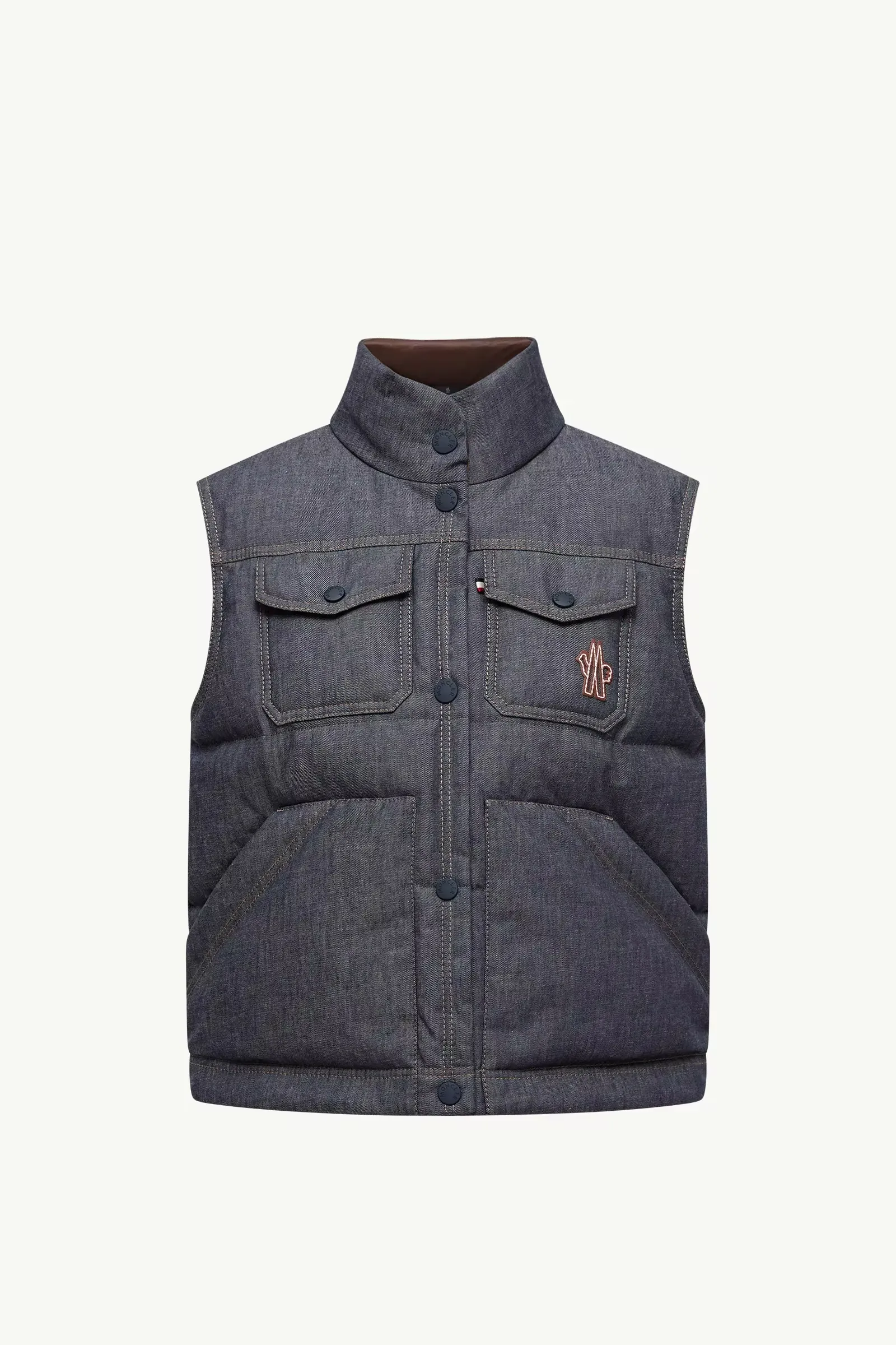 MONCLER GRENOBLE Knysna Denim Down Gilet <br> Size 1 <br> RRP $ 2270