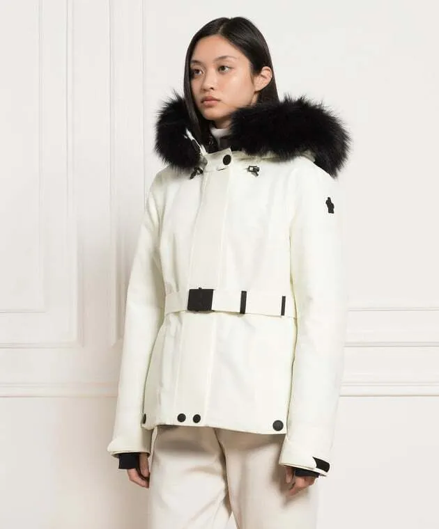 MONCLER GRENOBLE <br> Laplance GORE-TEX Shearling-Trimmed Ski Jacket <br> White Snow Size 1 <br> RRP $6040
