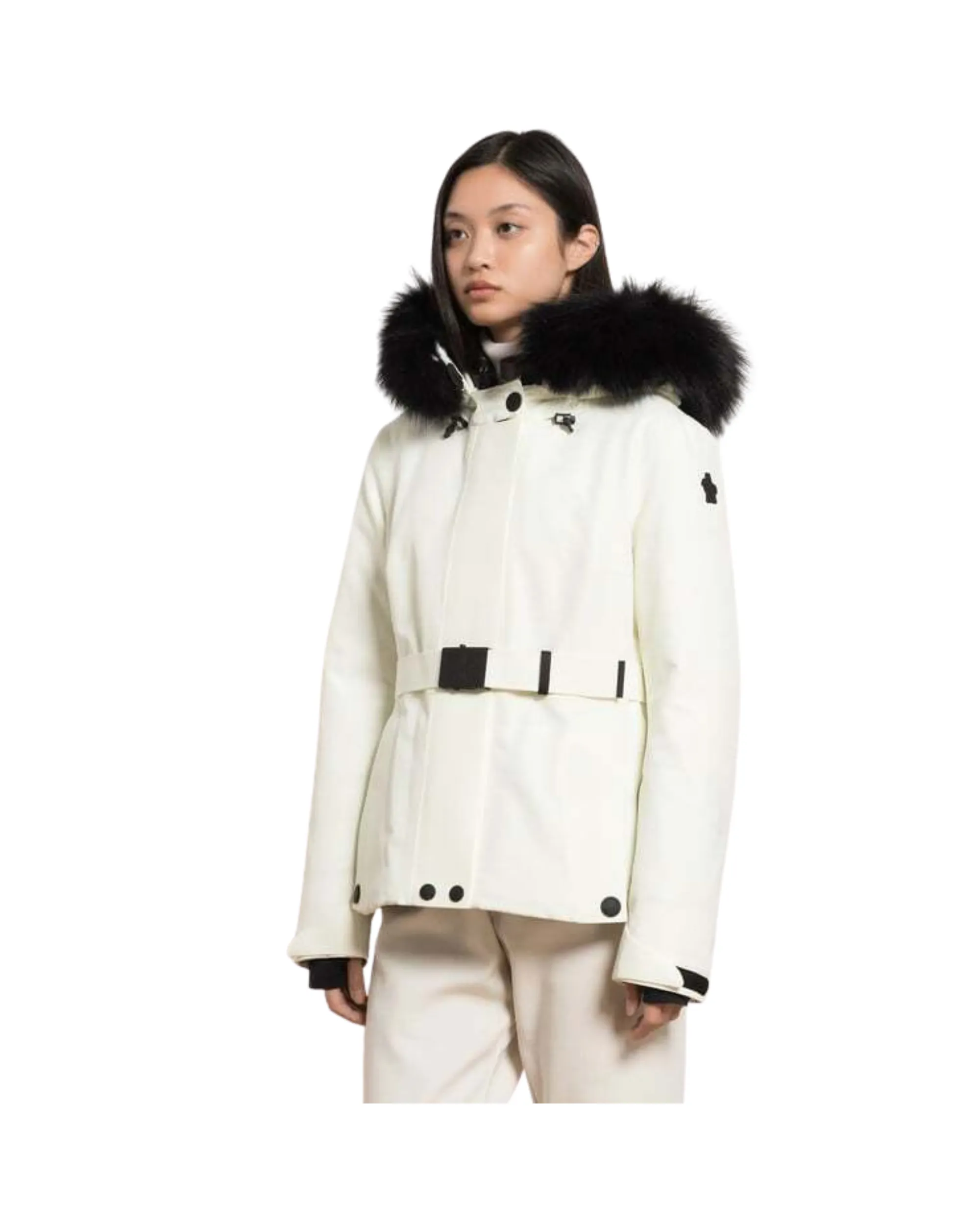 MONCLER GRENOBLE <br> Laplance GORE-TEX Shearling-Trimmed Ski Jacket <br> White Snow Size 1 <br> RRP $6040