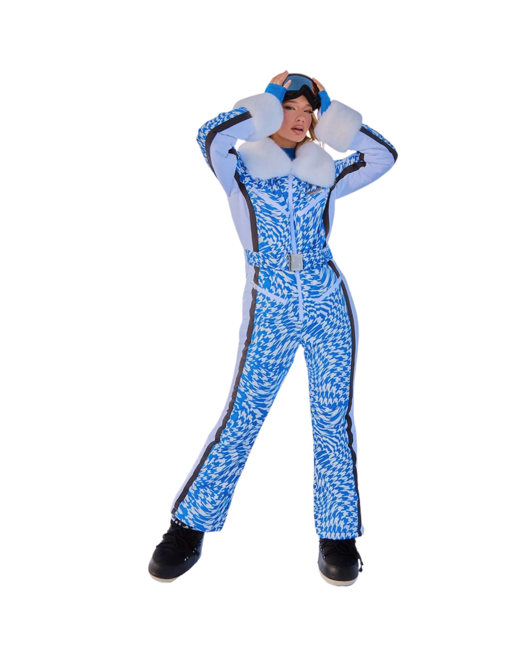 PRETTY LITTLE THING <br> Faux Fur Collar Printed Snowsuit Size4 M <br> RRP $580