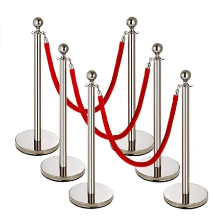 PAIR CHROME/BLACK/GOLD STANCHION (5FT OF ROPE EACH)