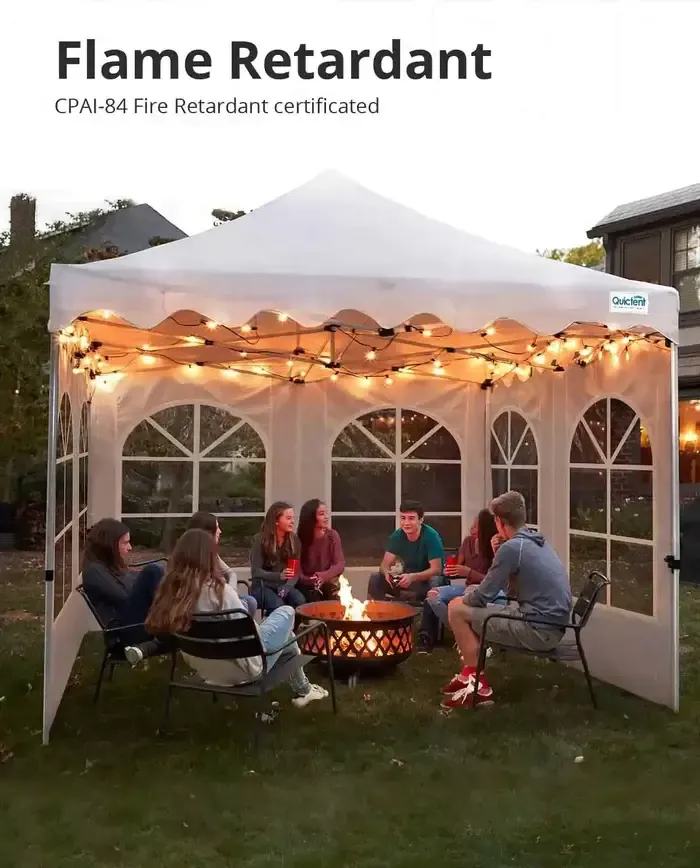(10X10 POPUP TENT) SEATS 8 FOR SIT DOWN DINNER / 10 GUEST FOR BUFFET STYLE DINNER/ 12 GUEST FOR CATHEDRAL ROW SEATING / 17 FOR STANDING OR COCKTAIL PARTY) 