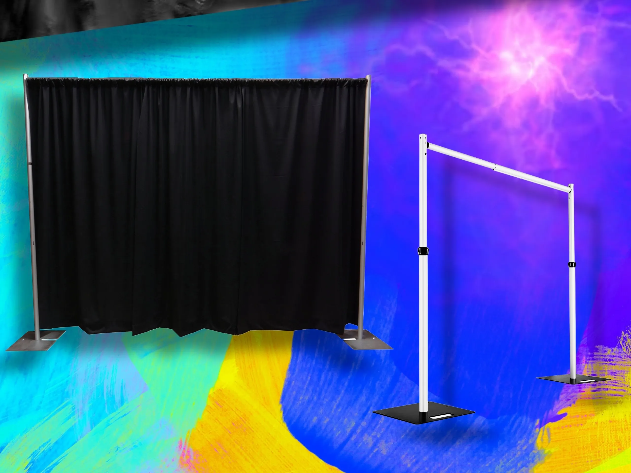 Pipe & Drap kit with 4 panels ( 8ft tall x 6ft-10ft wide)