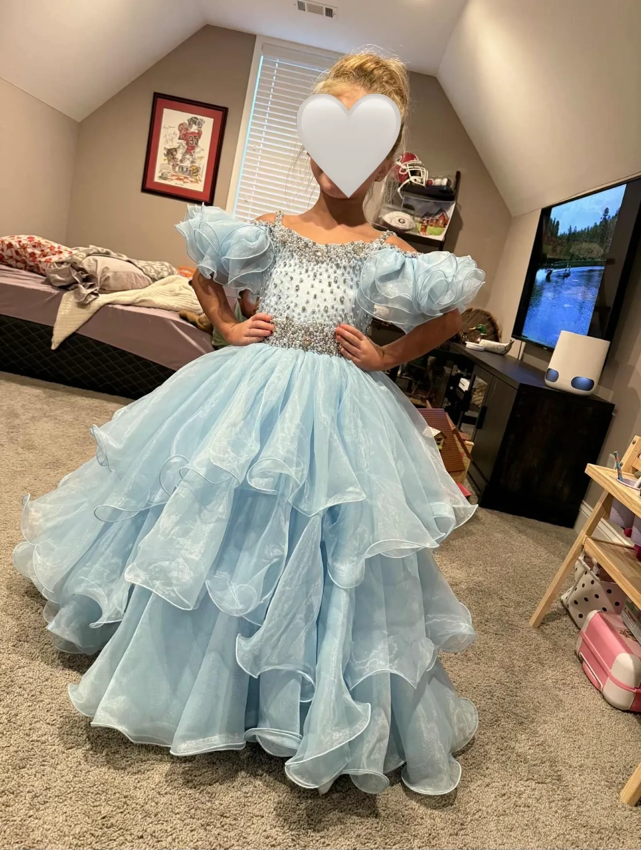 BU- 4T/5T Light Blue Long Ruffle Sleeves