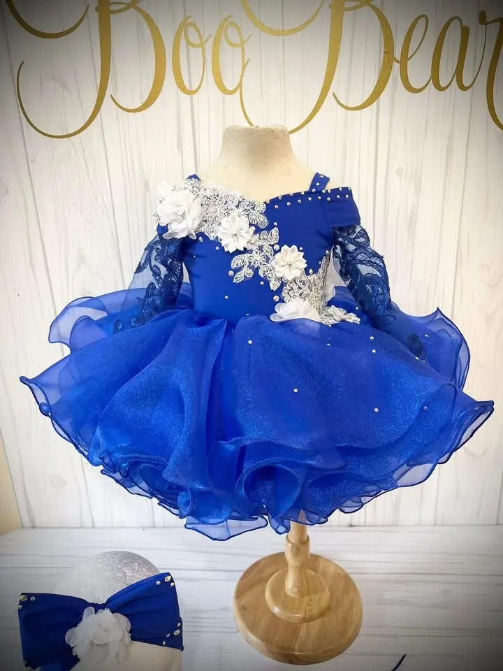 AM- Boo Bear Royal Blue Natural dress 6/18