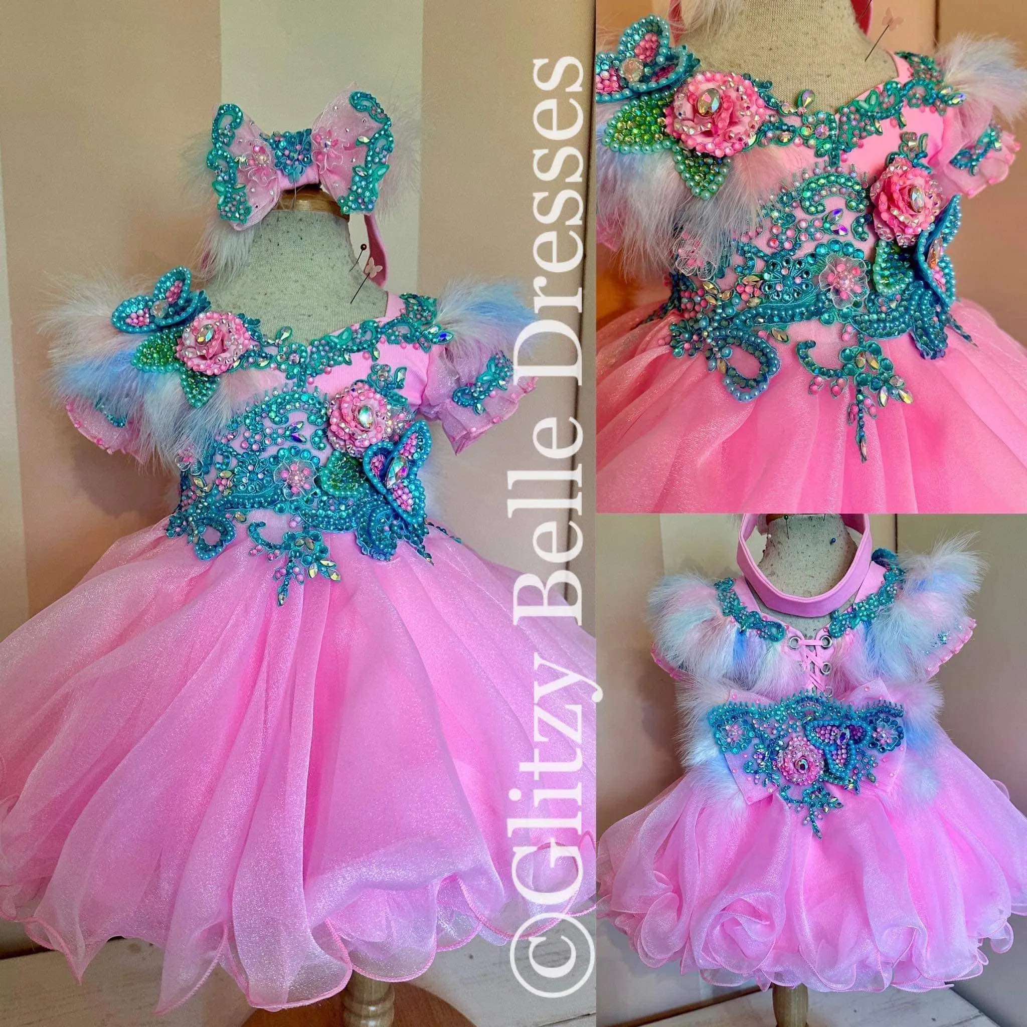 JB- 12/2 Pink/Seafoam Glitzy Belle