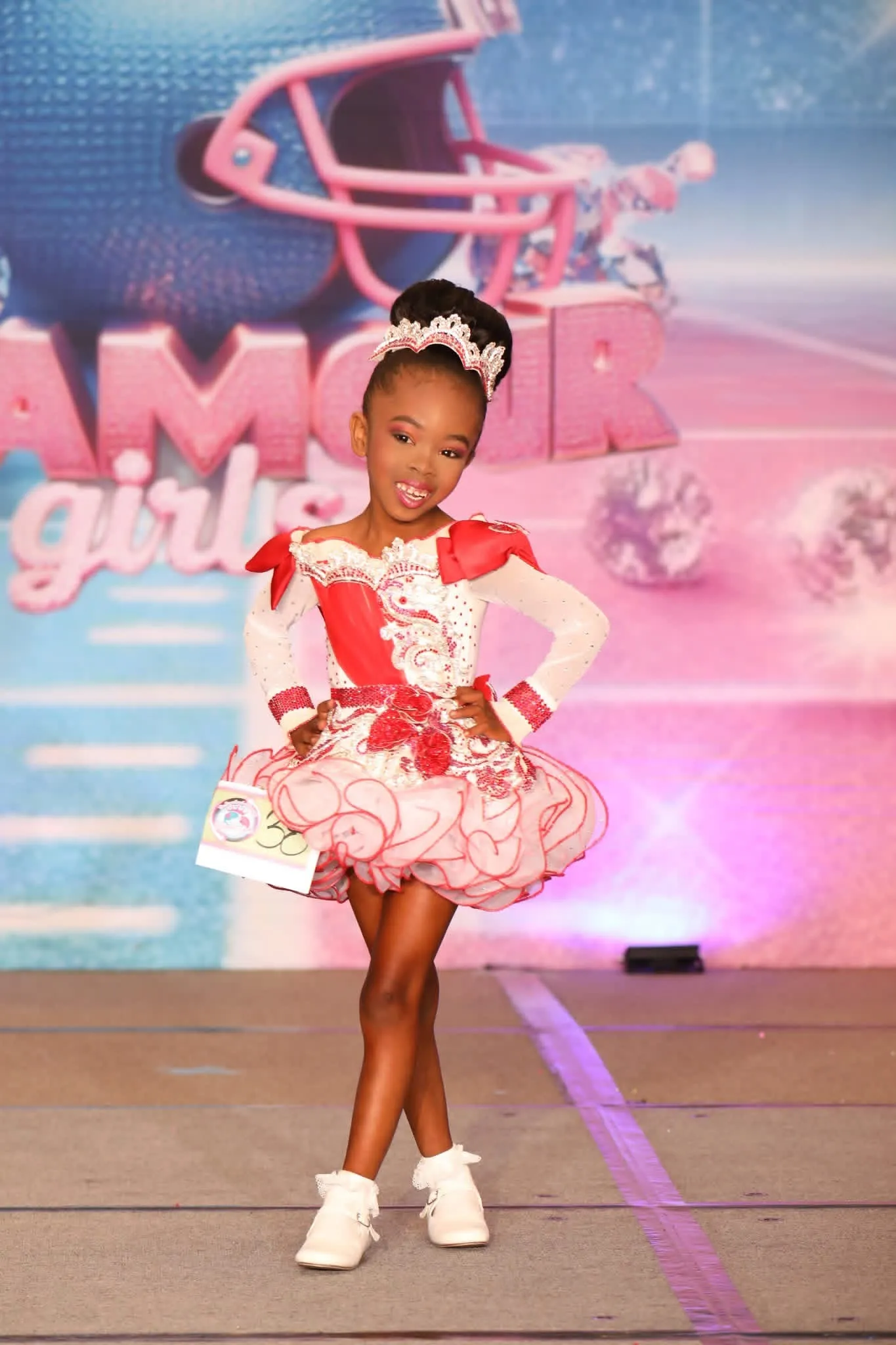 Red/ white Toni O Glitz dress 18/3 