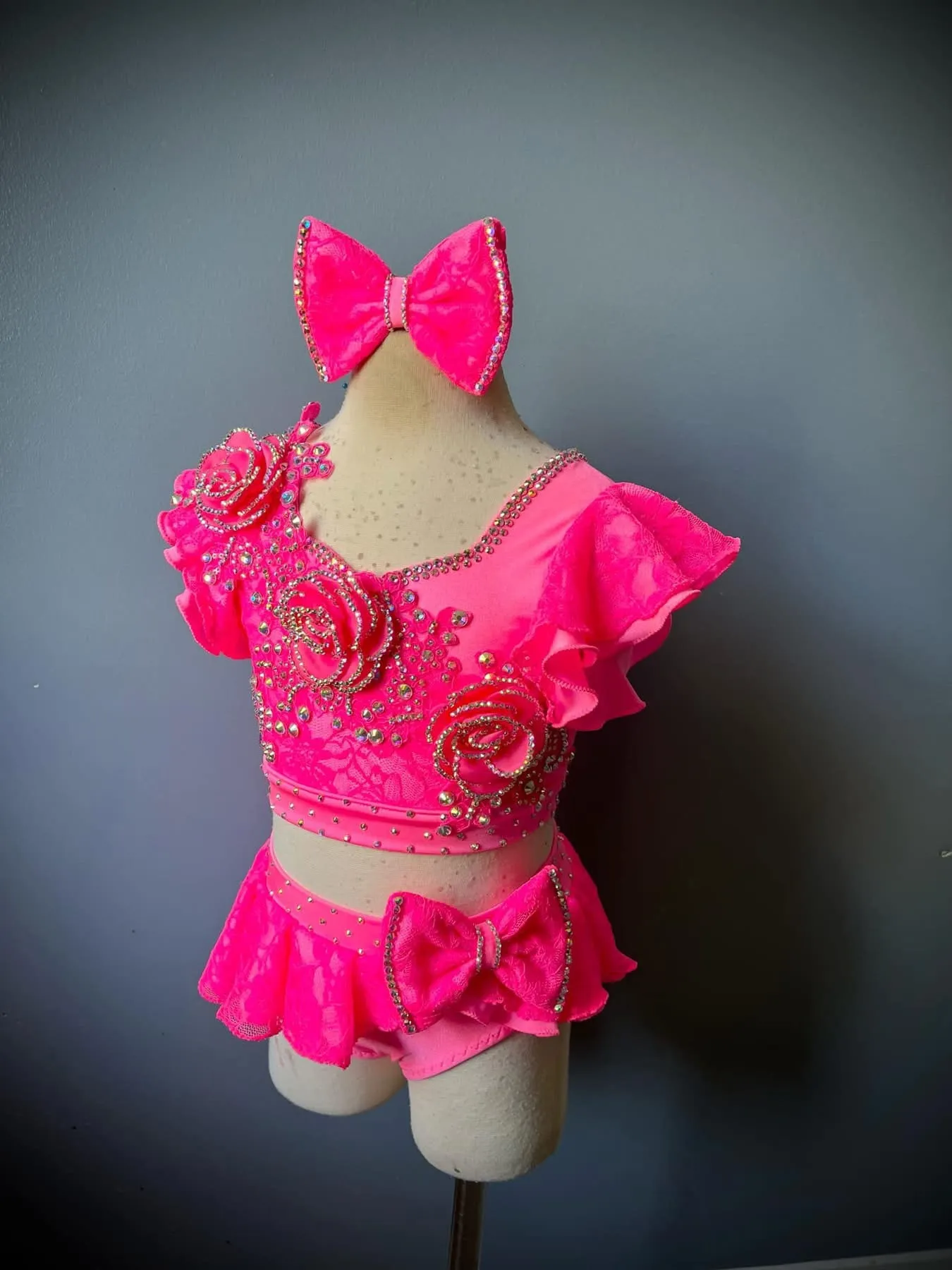 AM- Boo Bear Hot Pink Glitz Swim 2/4