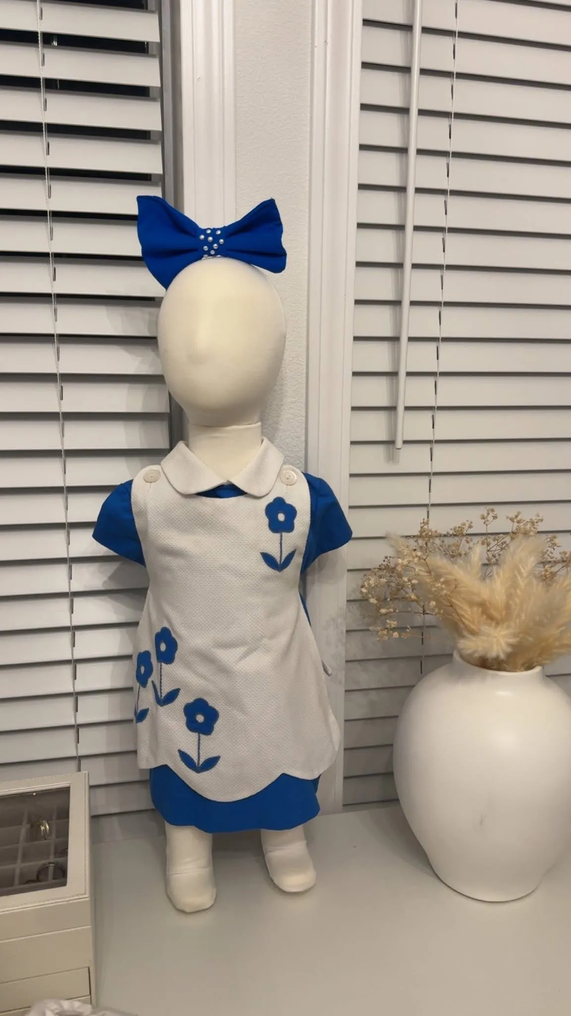 JB- Floret – Blue and White Vintage Style Dress (6/12 to 12/2T)