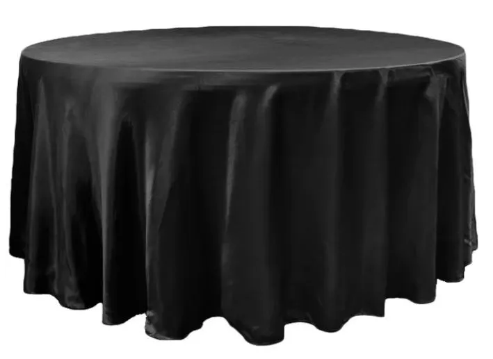 132" Round Satin Tablecloth - Black