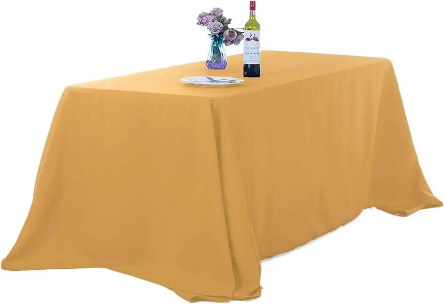 90" x 132" Poly Tablecloth Gold
