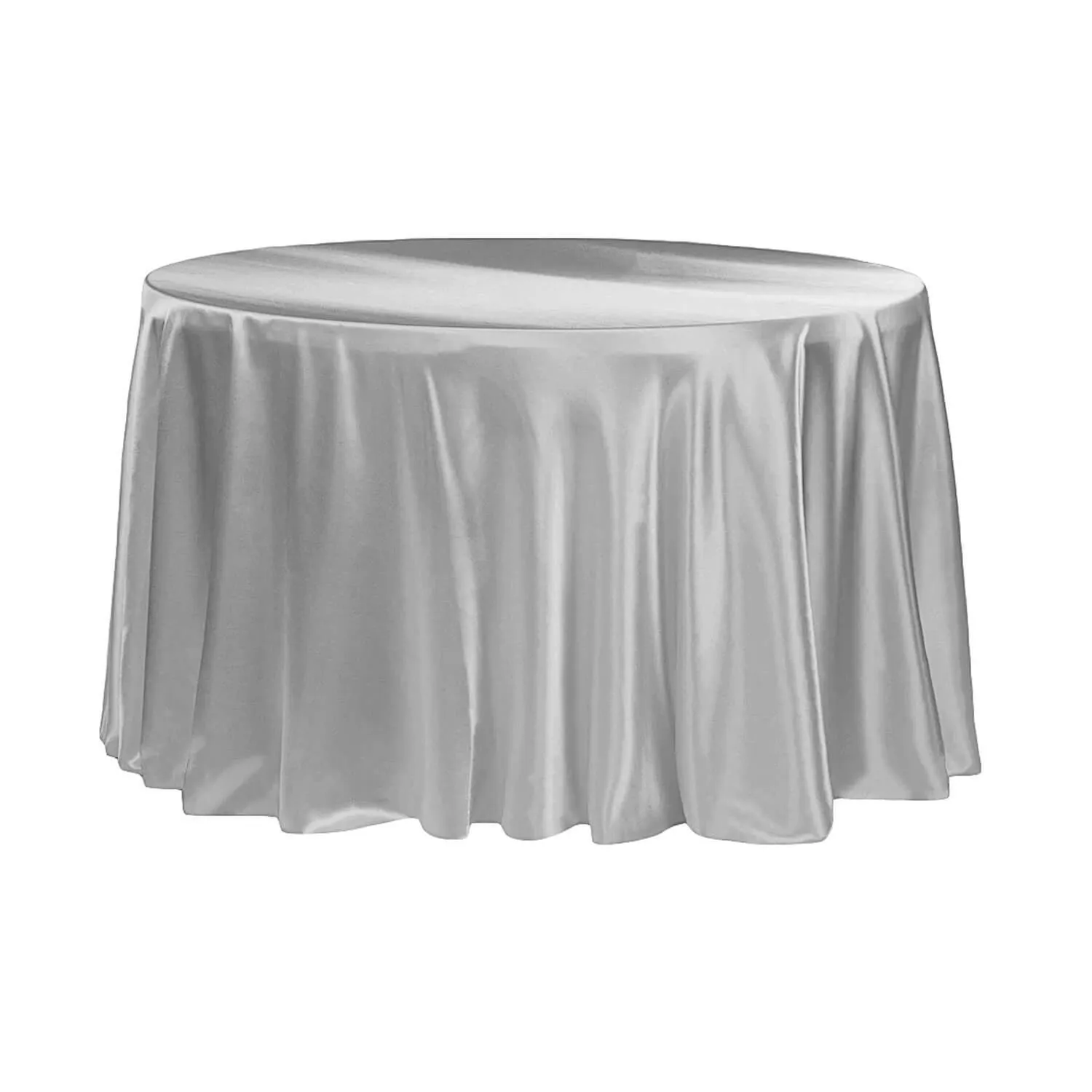 132" Round Satin Tablecloth - Silver