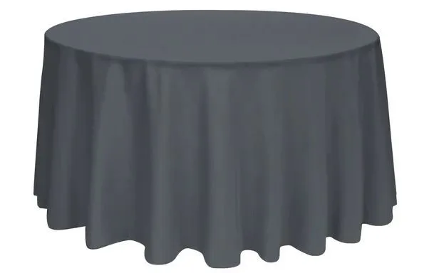 132" Round Poly Tablecloth - Charcoal