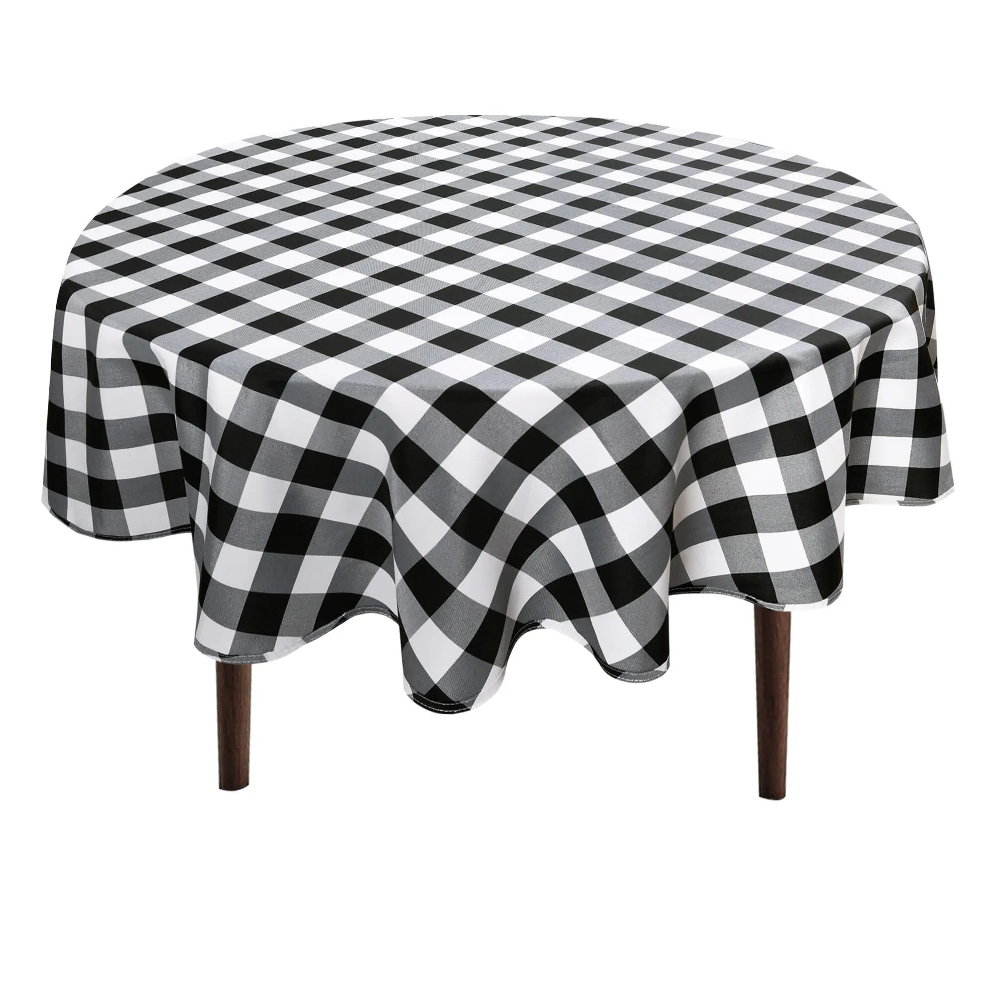 120" Round Checked - Black