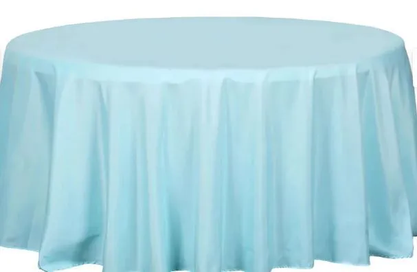 132" Round Poly Tablecloth - light Blue