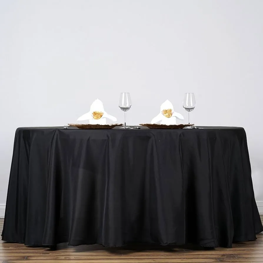 132" Round Poly Tablecloth - Black