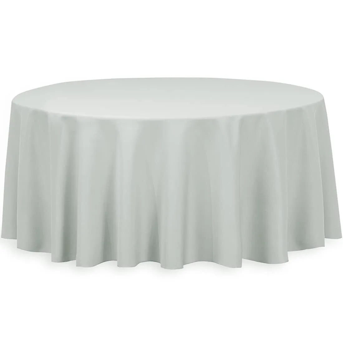 132" Round Poly Tablecloth - Silver