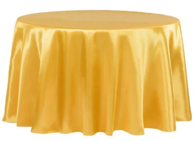 132" Round Satin Tablecloth - Gold