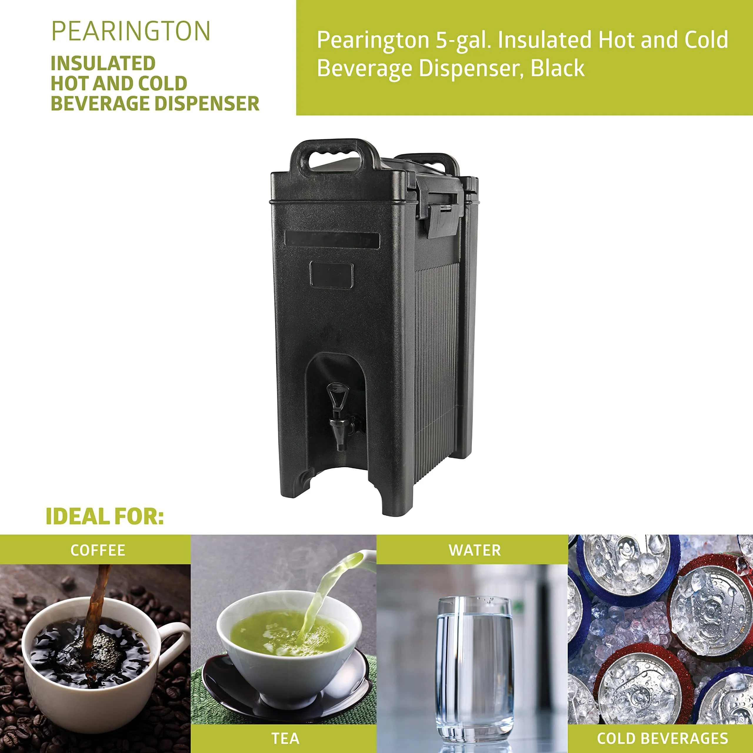 5 Gallon Black Insulated Beverage Dispenser