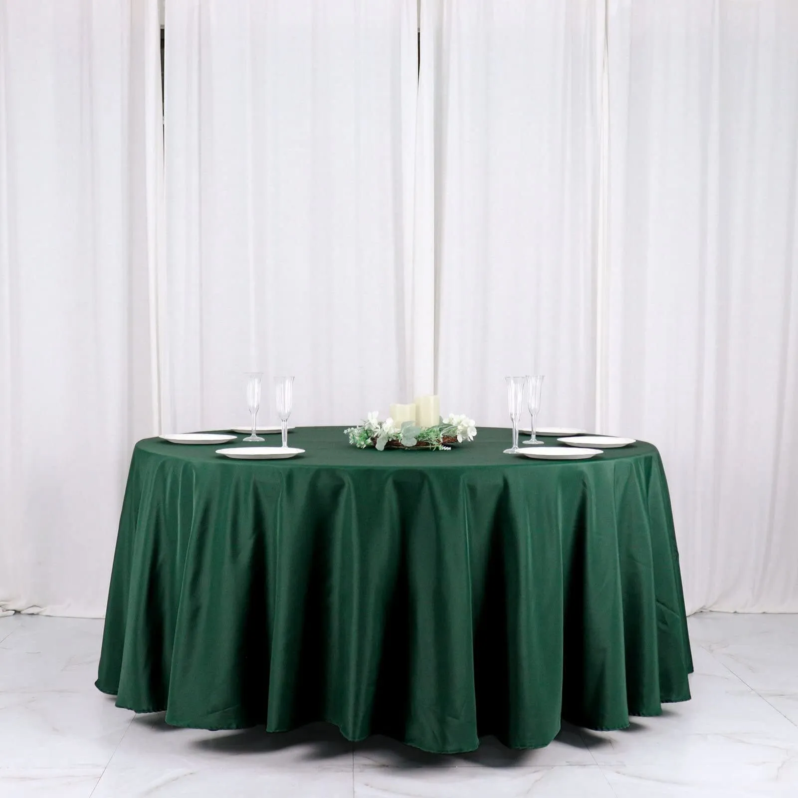 120" Rd Poly Tablecloth Dark Green