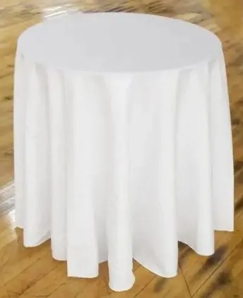 90" Roud Poly (White) Cocktail Tablecloth