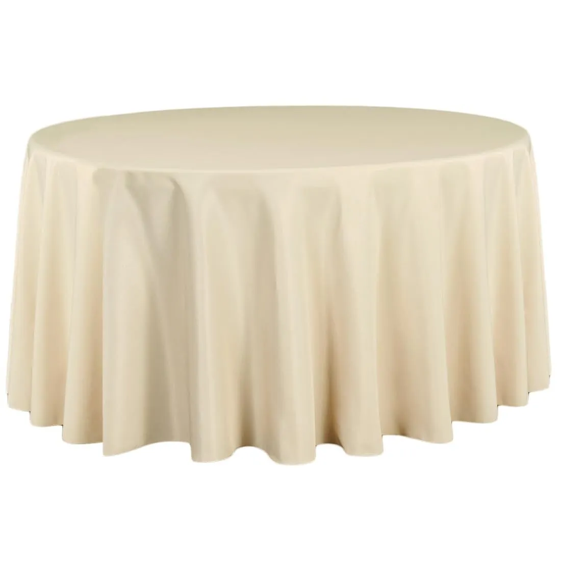 120" Rd Poly Tablecloth (Beige)