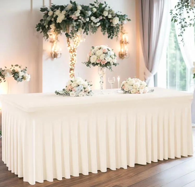 8' Spandex Table Skirt - Ivory
