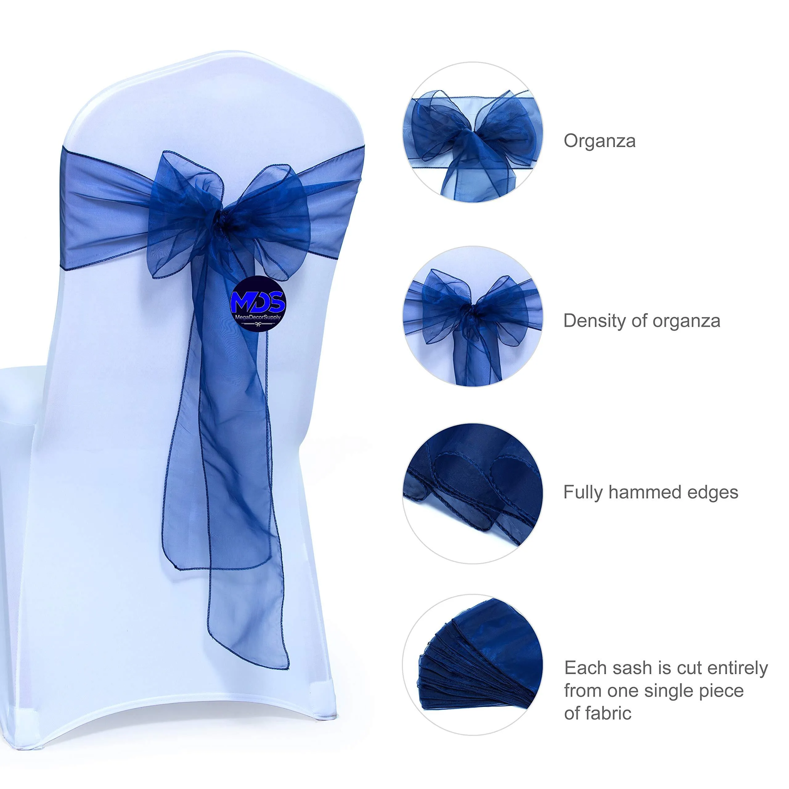 Chair Sash Organza Navy