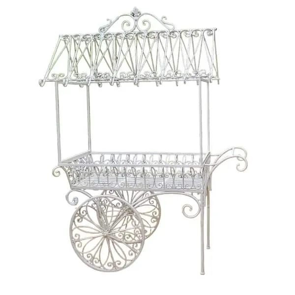 White Iron Floral Cart