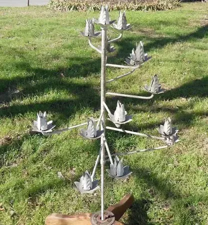 White Iron Spiral Candelabra- 13 light adjustable spiral