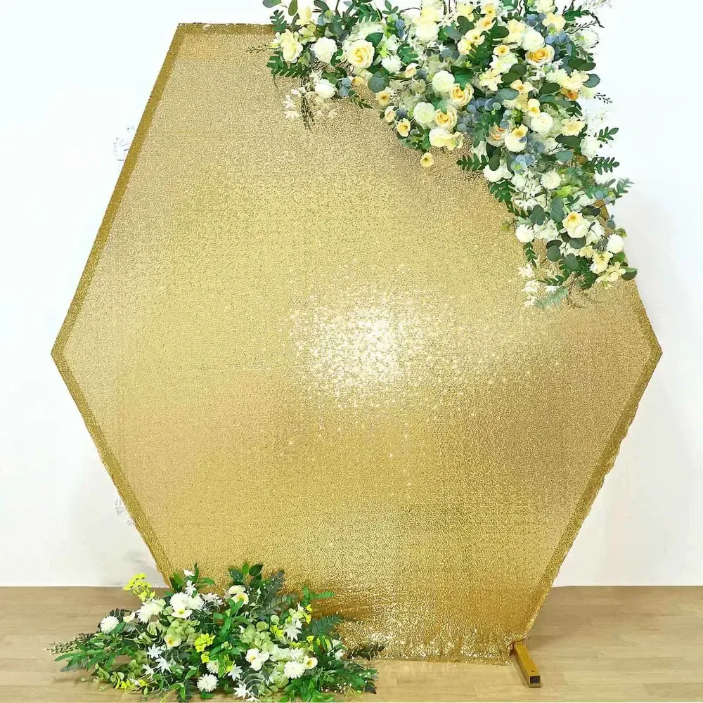 Hexagon Arch Cover - Gold Spandex