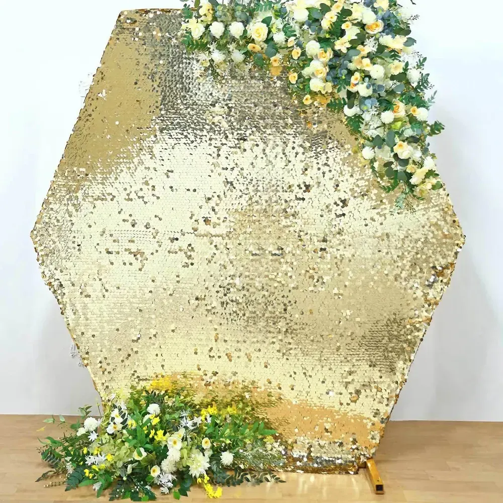 Hexagon Arch Cover - Gold Sequin