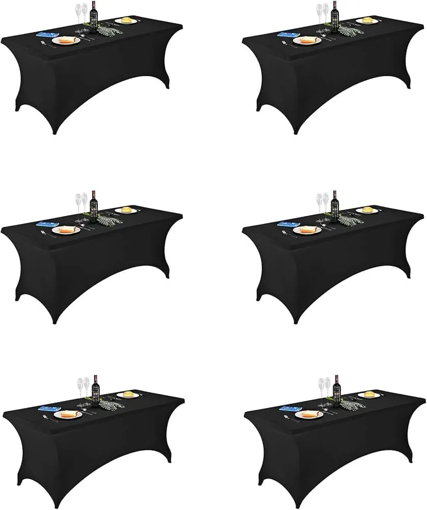 6ft Rectangle Table Linen - Black Fitted Spandex
