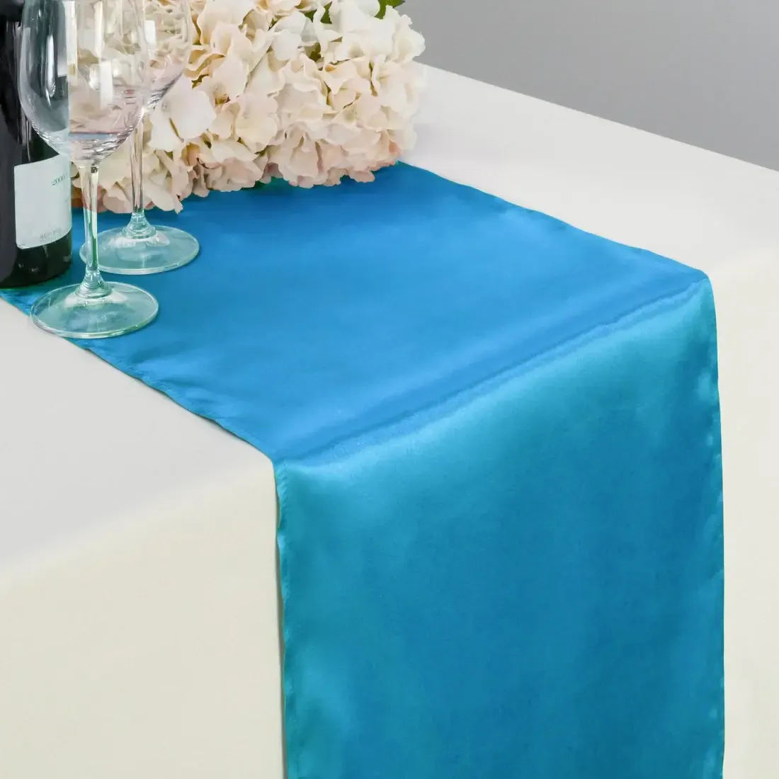 Table Runner - Satin Carribean Blue 14x108