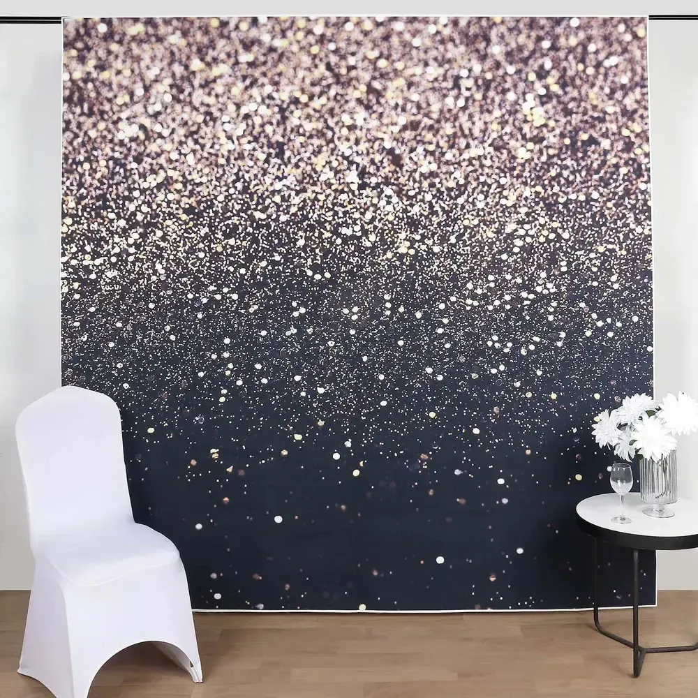 Black/Gold Glitter Vinyl Backdrop 8ft x 8ft