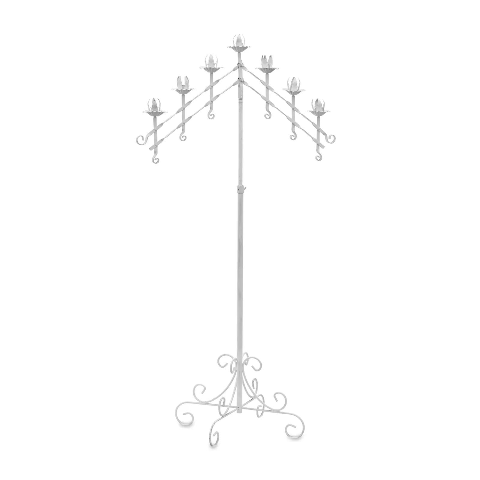 White Iron Floor Candelabra - 7 Light Adjustable Angle
